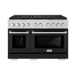 ZLINE 48 in. 6.7 cu. ft. Paramount Dual Fuel Range with 8 Burner DuoPro™ Cooktop and Dual Ovens with Black Matte Doors (PSDR-BLM-48)