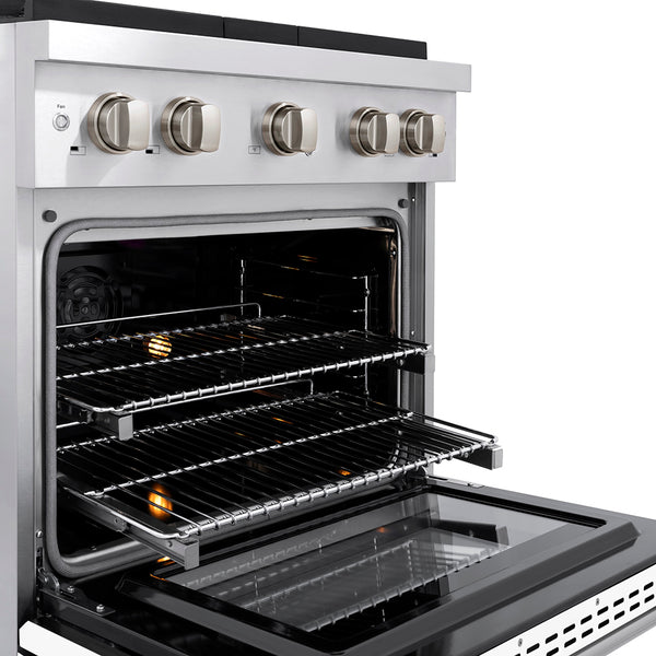 ZLINE 30 in. 4.2 cu. ft. Paramount Dual Fuel Range with 4 Burner DuoPro™ Cooktop and Electric Convection Oven with White Matte Door (PSDR-WM-30)