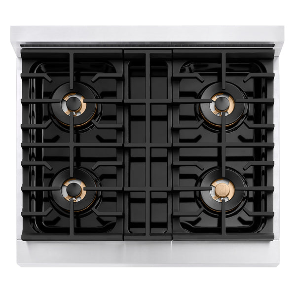 ZLINE 30 in. 4.2 cu. ft. Paramount Dual Fuel Range with 4 Burner DuoPro™ Cooktop and Electric Convection Oven with White Matte Door (PSDR-WM-30)
