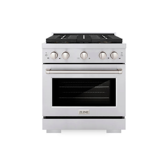 ZLINE 30 in. 4.2 cu. ft. Paramount Dual Fuel Range with 4 Burner DuoPro™ Cooktop and Electric Convection Oven in Stainless Steel (PSDR30)