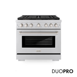 ZLINE 36 in. 5.2 cu. ft. Paramount Dual Fuel Range with 6 Burner DuoPro™ Cooktop and Electric Convection Oven in Stainless Steel, Open Box-Great Condition