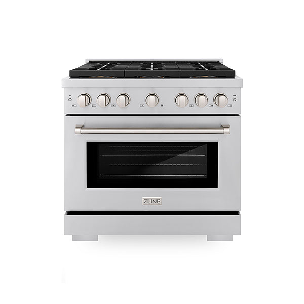 ZLINE 36 in. 5.2 cu. ft. Paramount Dual Fuel Range with 6 Burner DuoPro™ Cooktop and Electric Convection Oven in Stainless Steel, Open Box-Great Condition
