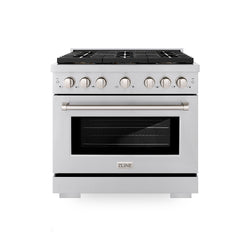 ZLINE 36 in. 5.2 cu. ft. Paramount Dual Fuel Range with 6 Burner DuoPro™ Cooktop and Electric Convection Oven in Stainless Steel (PSDR36)
