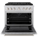 ZLINE 36 in. 5.2 cu. ft. Paramount Dual Fuel Range with 6 Burner DuoPro™ Cooktop and Electric Convection Oven in Stainless Steel (PSDR36)