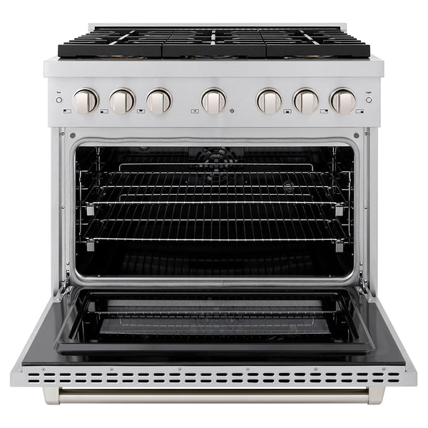 ZLINE 36 in. 5.2 cu. ft. Paramount Dual Fuel Range with 6 Burner DuoPro™ Cooktop and Electric Convection Oven in Stainless Steel (PSDR36)