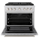 ZLINE 36 in. 5.2 cu. ft. Paramount Dual Fuel Range with 6 Burner DuoPro™ Cooktop and Electric Convection Oven in Stainless Steel, Open Box-Great Condition