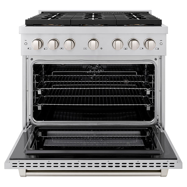 ZLINE 36 in. 5.2 cu. ft. Paramount Dual Fuel Range with 6 Burner DuoPro™ Cooktop and Electric Convection Oven in Stainless Steel, Open Box-Great Condition