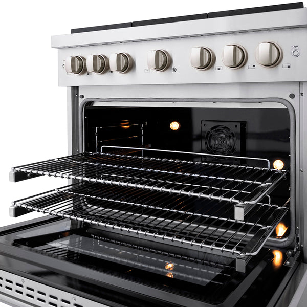 ZLINE 36 in. 5.2 cu. ft. Paramount Dual Fuel Range with 6 Burner DuoPro™ Cooktop and Electric Convection Oven in Stainless Steel (PSDR36)