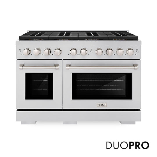 ZLINE 48 in. 6.7 cu. ft. Paramount Dual Fuel Range with 8 Burner DuoPro™ Cooktop and Dual Ovens in Stainless Steel, Open Box-Good Condition