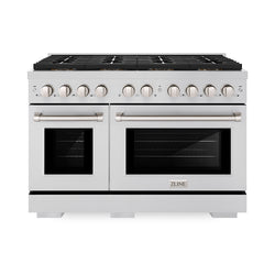 ZLINE 48 in. 6.7 cu. ft. Paramount Dual Fuel Range with 8 Burner DuoPro™ Cooktop and Dual Ovens in Stainless Steel (PSDR48)