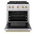ZLINE Autograph Edition 30 in. 4.2 cu. ft. Paramount Dual Fuel Range with 4 Burner DuoPro™ Cooktop and Electric Convection Oven in Stainless Steel with Champagne Bronze Accents, Open Box-Great Condition