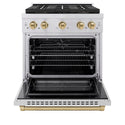 ZLINE Autograph Edition 30 in. 4.2 cu. ft. Paramount Dual Fuel Range with 4 Burner DuoPro™ Cooktop and Electric Convection Oven in Stainless Steel with Champagne Bronze Accents, Open Box-Good Condition