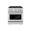 ZLINE Autograph Edition 30 in. 4.2 cu. ft. Paramount Dual Fuel Range with 4 Burner DuoPro™ Cooktop and Electric Convection Oven in Stainless Steel with Polished Gold Accents, Open Box-Good Condition