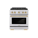 ZLINE Autograph Edition 30 in. 4.2 cu. ft. Paramount Dual Fuel Range with 4 Burner DuoPro™ Cooktop and Electric Convection Oven in Stainless Steel with Polished Gold Accents, Open Box-Great Condition