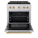ZLINE Autograph Edition 30 in. 4.2 cu. ft. Paramount Dual Fuel Range with 4 Burner DuoPro™ Cooktop and Electric Convection Oven in Stainless Steel with Polished Gold Accents, Open Box-Good Condition