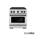 ZLINE Autograph Edition 30 in. 4.2 cu. ft. Paramount Dual Fuel Range with 4 Burner DuoPro™ Cooktop and Electric Convection Oven in Stainless Steel with Matte Black Accents, Open Box-Great Condition
