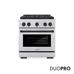 ZLINE Autograph Edition 30 in. 4.2 cu. ft. Paramount Dual Fuel Range with 4 Burner DuoPro™ Cooktop and Electric Convection Oven in Stainless Steel with Matte Black Accents, Open Box-Great Condition