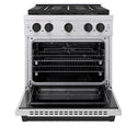 ZLINE Autograph Edition 30 in. 4.2 cu. ft. Paramount Dual Fuel Range with 4 Burner DuoPro™ Cooktop and Electric Convection Oven in Stainless Steel with Matte Black Accents, Open Box-Good Condition