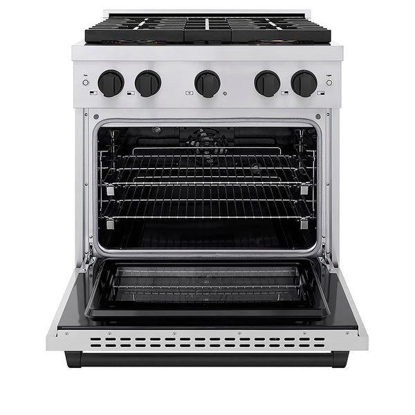 ZLINE Autograph Edition 30 in. 4.2 cu. ft. Paramount Dual Fuel Range with 4 Burner DuoPro™ Cooktop and Electric Convection Oven in Stainless Steel with Matte Black Accents, Open Box-Good Condition