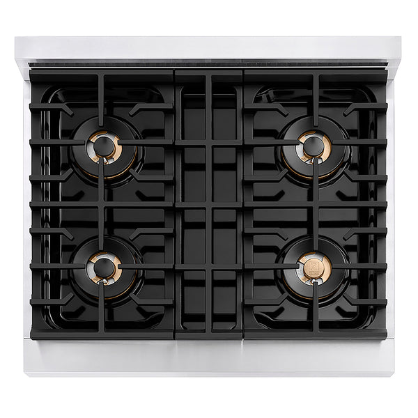 ZLINE Autograph Edition 30 in. 4.2 cu. ft. Paramount Dual Fuel Range with 4 Burner DuoPro™ Cooktop and Electric Convection Oven in Stainless Steel with Matte Black Accents, Open Box-Great Condition