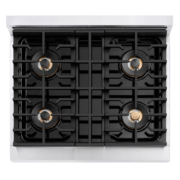 ZLINE Autograph Edition 30 in. 4.2 cu. ft. Paramount Dual Fuel Range with 4 Burner DuoPro™ Cooktop and Electric Convection Oven in Stainless Steel with Matte Black Accents, Open Box-Good Condition