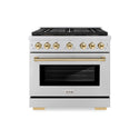 ZLINE Autograph Edition 36 in. 5.2 cu. ft. Paramount Dual Fuel Range with 6 Burner DuoPro™ Cooktop and Electric Convection Oven in Stainless Steel and Polished Gold Accents, Open Box-Great Condition