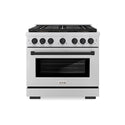 ZLINE Autograph Edition 36 in. 5.2 cu. ft. Paramount Dual Fuel Range with 6 Burner DuoPro™ Cooktop and Electric Convection Oven in Stainless Steel and Matte Black Accents, Open Box-Great Condition