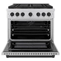 ZLINE Autograph Edition 36 in. 5.2 cu. ft. Paramount Dual Fuel Range with 6 Burner DuoPro™ Cooktop and Electric Convection Oven in Stainless Steel and Matte Black Accents, Open Box-Great Condition