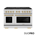 ZLINE Autograph Edition 48 in. 6.7 cu. ft. Paramount Dual Fuel Range with 8 Burner DuoPro™ Cooktop and Dual Ovens in Stainless Steel and Champagne Bronze Accents, Open Box-Great Condition