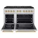 ZLINE Autograph Edition 48 in. 6.7 cu. ft. Paramount Dual Fuel Range with 8 Burner DuoPro™ Cooktop and Dual Ovens in Stainless Steel and Champagne Bronze Accents, Open Box-Good Condition