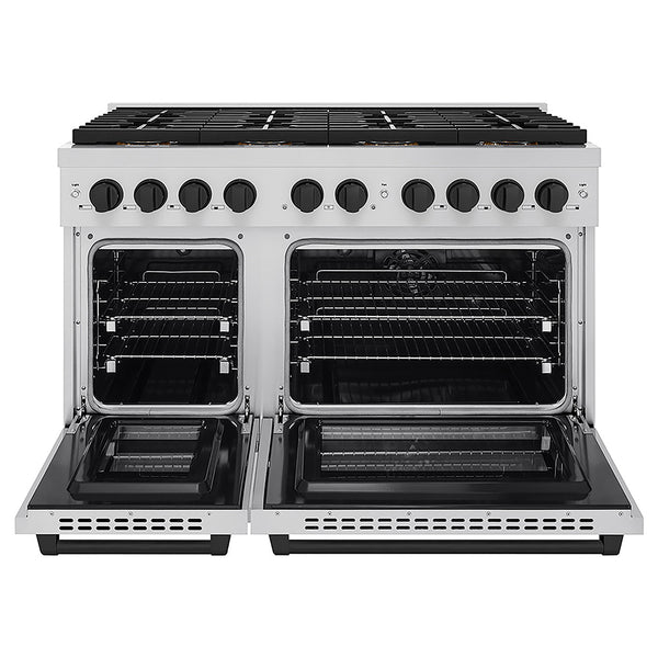 ZLINE Autograph Edition 48 in. 6.7 cu. ft. Paramount Dual Fuel Range with 8 Burner DuoPro™ Cooktop and Dual Ovens in Stainless Steel and Matte Black Accents, Open Box-Great Condition