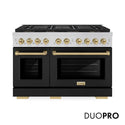 ZLINE Autograph Edition 48 in. 6.7 cu. ft. Paramount Dual Fuel Range with 8 Burner DuoPro™ Cooktop and Dual Ovens with Black Matte Doors and Champagne Bronze Accents, Open Box-Good Condition