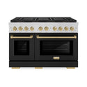 ZLINE Autograph Edition 48 in. 6.7 cu. ft. Paramount Dual Fuel Range with 8 Burner DuoPro™ Cooktop and Dual Ovens with Black Matte Doors and Champagne Bronze Accents, Open Box-Good Condition
