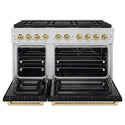 ZLINE Autograph Edition 48 in. 6.7 cu. ft. Paramount Dual Fuel Range with 8 Burner DuoPro™ Cooktop and Dual Ovens with Black Matte Doors and Champagne Bronze Accents, Open Box-Good Condition