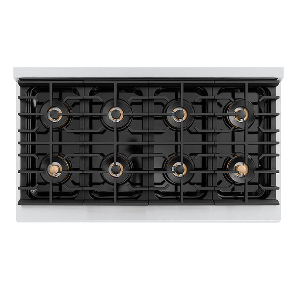 ZLINE Autograph Edition 48 in. 6.7 cu. ft. Paramount Dual Fuel Range with 8 Burner DuoPro™ Cooktop and Dual Ovens with Black Matte Doors and Champagne Bronze Accents, Open Box-Good Condition