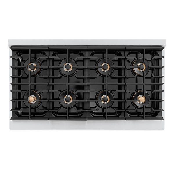 ZLINE Autograph Edition 48 in. 6.7 cu. ft. Paramount Dual Fuel Range with 8 Burner DuoPro™ Cooktop and Dual Ovens with Black Matte Doors and Champagne Bronze Accents, Open Box-Great Condition