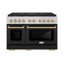 ZLINE Autograph Edition 48 in. 6.7 cu. ft. Paramount Dual Fuel Range with 8 Burner DuoPro™ Cooktop and Dual Ovens with Black Matte Doors and Polished Gold Accents (PSDRZ-BLM-48-G)