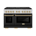 ZLINE Autograph Edition 48 in. 6.7 cu. ft. Paramount Dual Fuel Range with 8 Burner DuoPro™ Cooktop and Dual Ovens with Black Matte Doors and Polished Gold Accents, Open Box-Great Condition