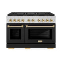 ZLINE Autograph Edition 48 in. 6.7 cu. ft. Paramount Dual Fuel Range with 8 Burner DuoPro™ Cooktop and Dual Ovens with Black Matte Doors and Polished Gold Accents, Open Box-Good Condition