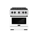 ZLINE Autograph Edition 30 in. 4.2 cu. ft. Paramount Dual Fuel Range with 4 Burner DuoPro™ Cooktop and Electric Convection Oven in Stainless Steel with White Matte Door and Matte Black Accents, Open Box-Good Condition