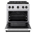 ZLINE Autograph Edition 30 in. 4.2 cu. ft. Paramount Dual Fuel Range with 4 Burner DuoPro™ Cooktop and Electric Convection Oven in Stainless Steel with White Matte Door and Matte Black Accents, Open Box-Good Condition