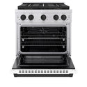 ZLINE Autograph Edition 30 in. 4.2 cu. ft. Paramount Dual Fuel Range with 4 Burner DuoPro™ Cooktop and Electric Convection Oven in Stainless Steel with White Matte Door and Matte Black Accents, Open Box-Great Condition