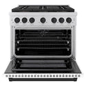 ZLINE Autograph Edition 36 in. 5.2 cu. ft. Paramount Dual Fuel Range with 6 Burner DuoPro™ Cooktop and Electric Convection Oven with White Matte Door and Matte Black Accents, Open Box-Good Condition