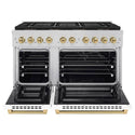 ZLINE Autograph Edition 48 in. 6.7 cu. ft. Paramount Dual Fuel Range with 8 Burner DuoPro™ Cooktop and Dual Ovens with White Matte Doors and Champagne Bronze Accents, Open Box-Great Condition