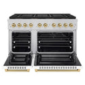 ZLINE Autograph Edition 48 in. 6.7 cu. ft. Paramount Dual Fuel Range with 8 Burner DuoPro™ Cooktop and Dual Ovens with White Matte Doors and Champagne Bronze Accents, Open Box-Good Condition