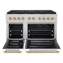 ZLINE Autograph Edition 48 in. 6.7 cu. ft. Paramount Dual Fuel Range with 8 Burner DuoPro™ Cooktop and Dual Ovens with White Matte Doors and Polished Gold Accents, Open Box-Great Condition