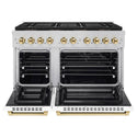 ZLINE Autograph Edition 48 in. 6.7 cu. ft. Paramount Dual Fuel Range with 8 Burner DuoPro™ Cooktop and Dual Ovens with White Matte Doors and Polished Gold Accents, Open Box-Good Condition