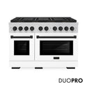 ZLINE Autograph Edition 48 in. 6.7 cu. ft. Paramount Dual Fuel Range with 8 Burner DuoPro™ Cooktop and Dual Ovens with White Matte Doors and Matte Black Accents, Open Box-Great Condition
