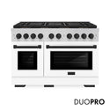ZLINE Autograph Edition 48 in. 6.7 cu. ft. Paramount Dual Fuel Range with 8 Burner DuoPro™ Cooktop and Dual Ovens with White Matte Doors and Matte Black Accents, Open Box-Good Condition