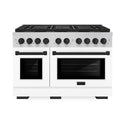 ZLINE Autograph Edition 48 in. 6.7 cu. ft. Paramount Dual Fuel Range with 8 Burner DuoPro™ Cooktop and Dual Ovens with White Matte Doors and Matte Black Accents, Open Box-Great Condition